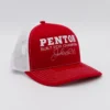 Red and white Penton mesh cap