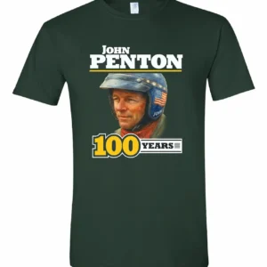 Green T-shirt with vintage racer design