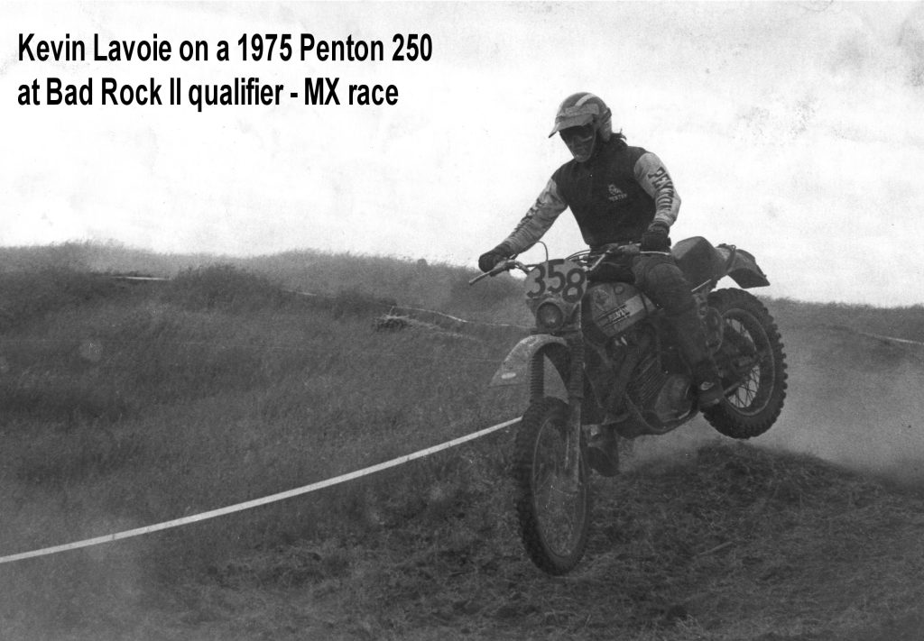 Motorcyclist racing on dirt in motocross event