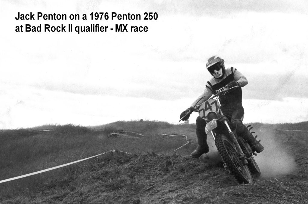 1976 motocross race with rider on dirt bike.