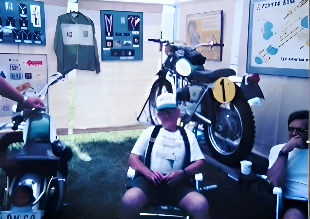 Vintage motorcycles display at outdoor event