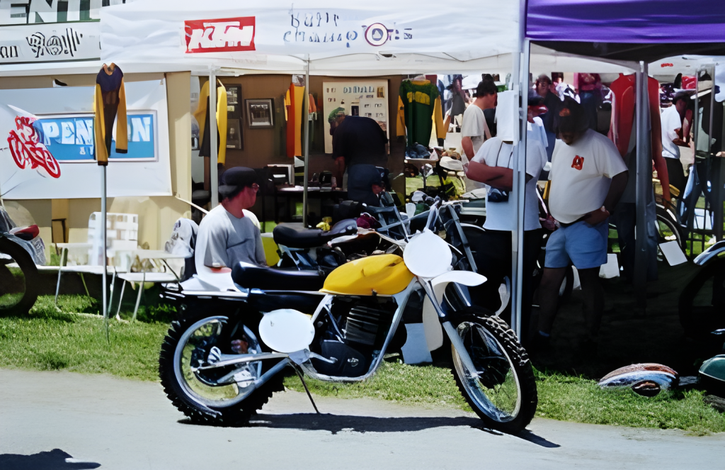 Vintage motorcycle displayed at outdoor event