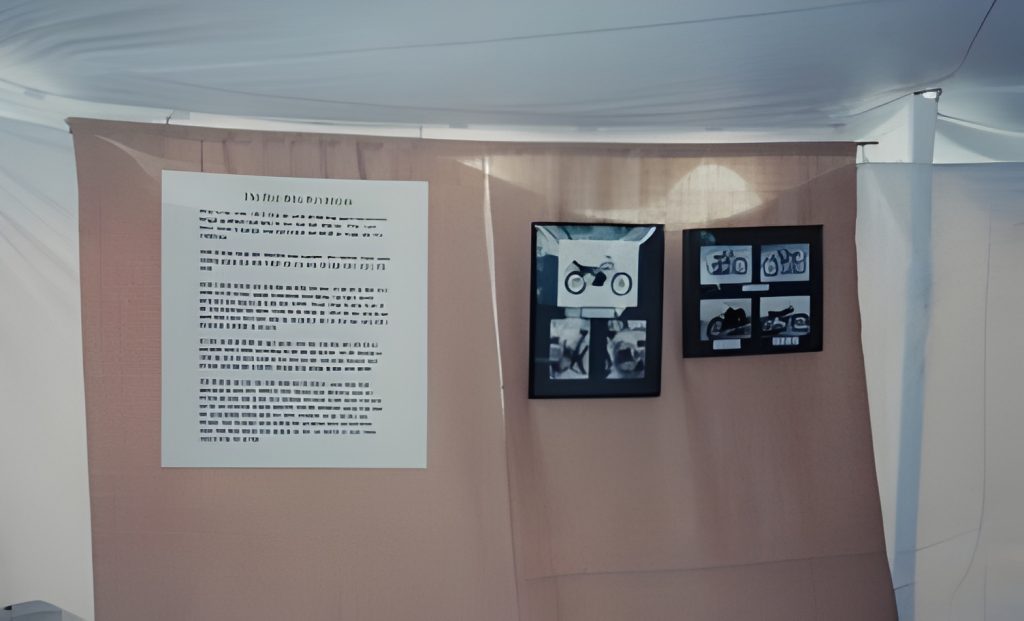 Display of monochrome art and text panels