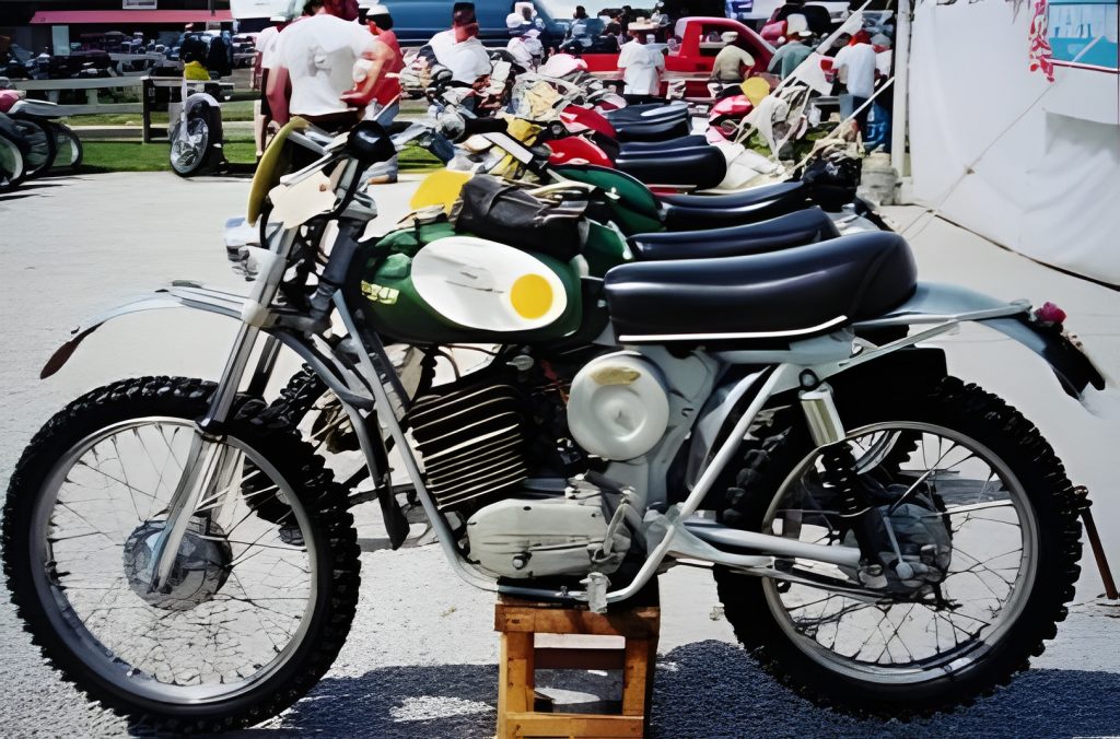 Vintage motorcycles displayed at outdoor event