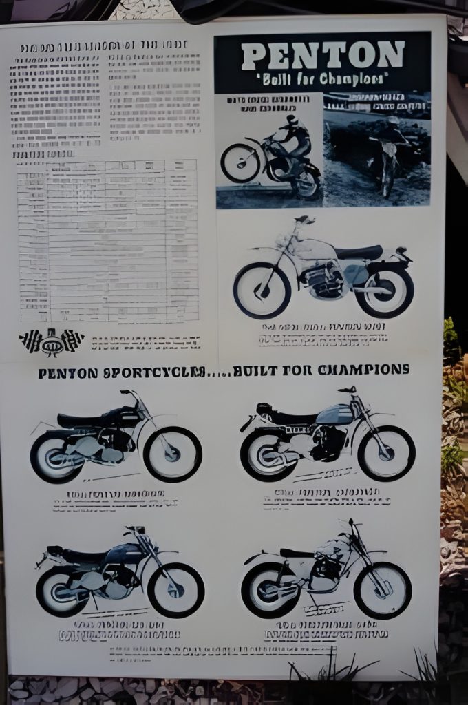 Penton motorcycles advertising poster with various models.