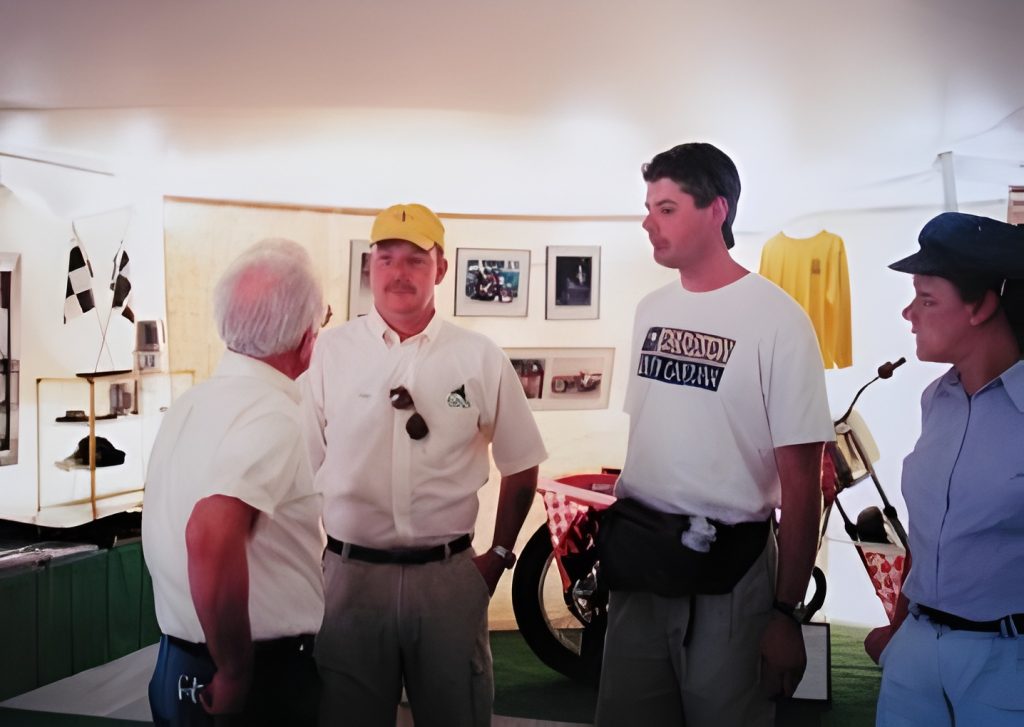 Group of people in a museum exhibit.