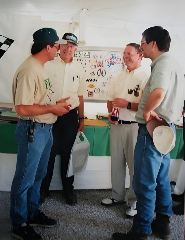 Group of people having a conversation.