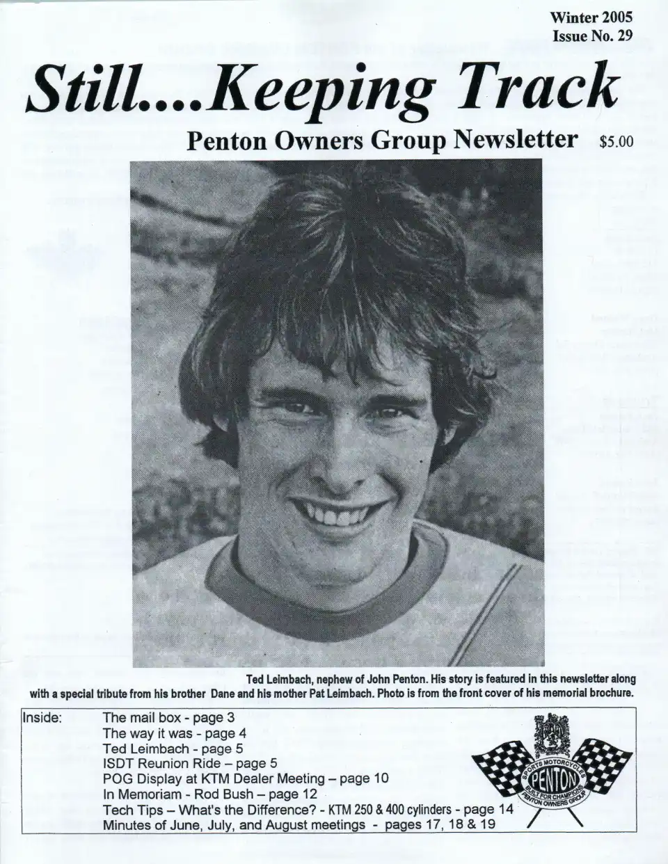 Penton Owners Group newsletter cover, Winter 2005.