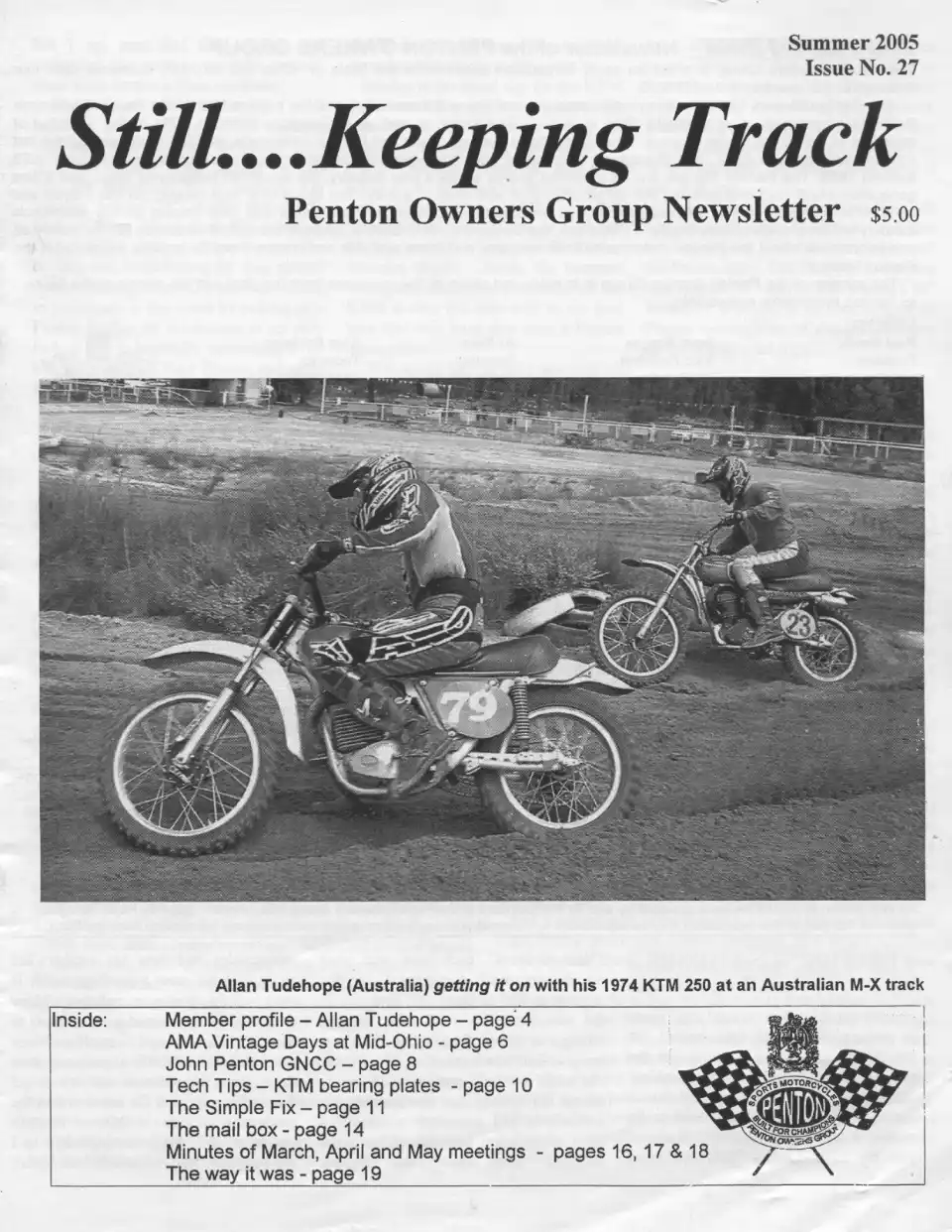 Penton newsletter cover with motocross riders, Summer 2005.