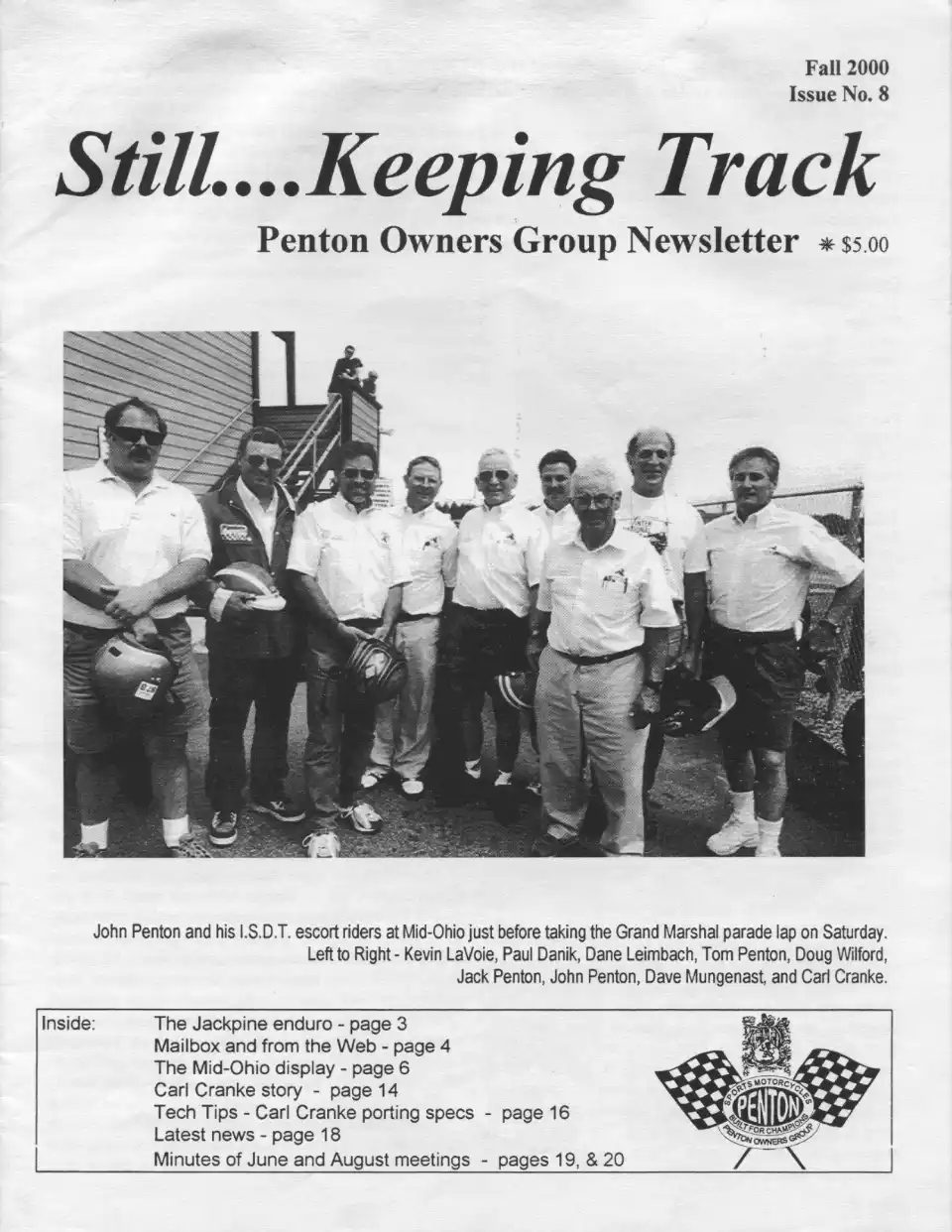 Penton Owners Group Newsletter Fall 2000 cover