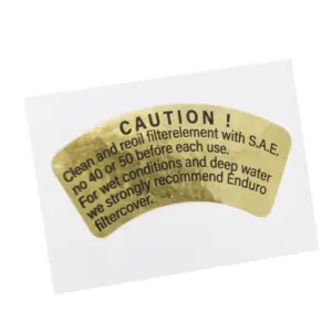 Caution label for filter maintenance