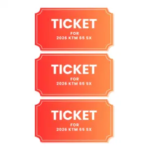 Three orange tickets for 2026 KTM 65 SX