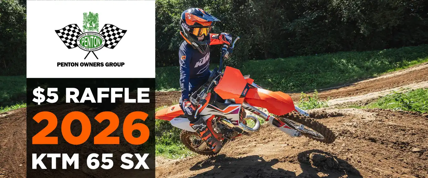Raffle for KTM 65 SX dirt bike.